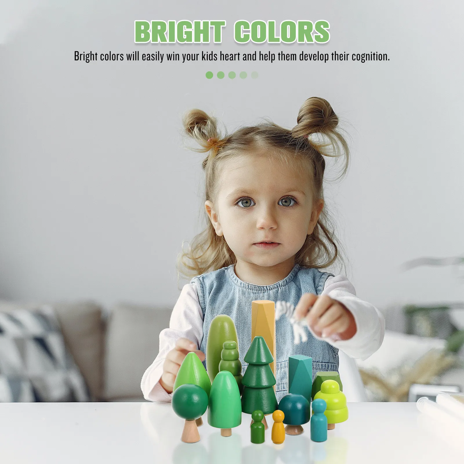 

Colorful Mini Trees Wooden Set Creative Educational Forest Blocks Safe Natural Wood Preschool Kids Gift Mini Trees Toys