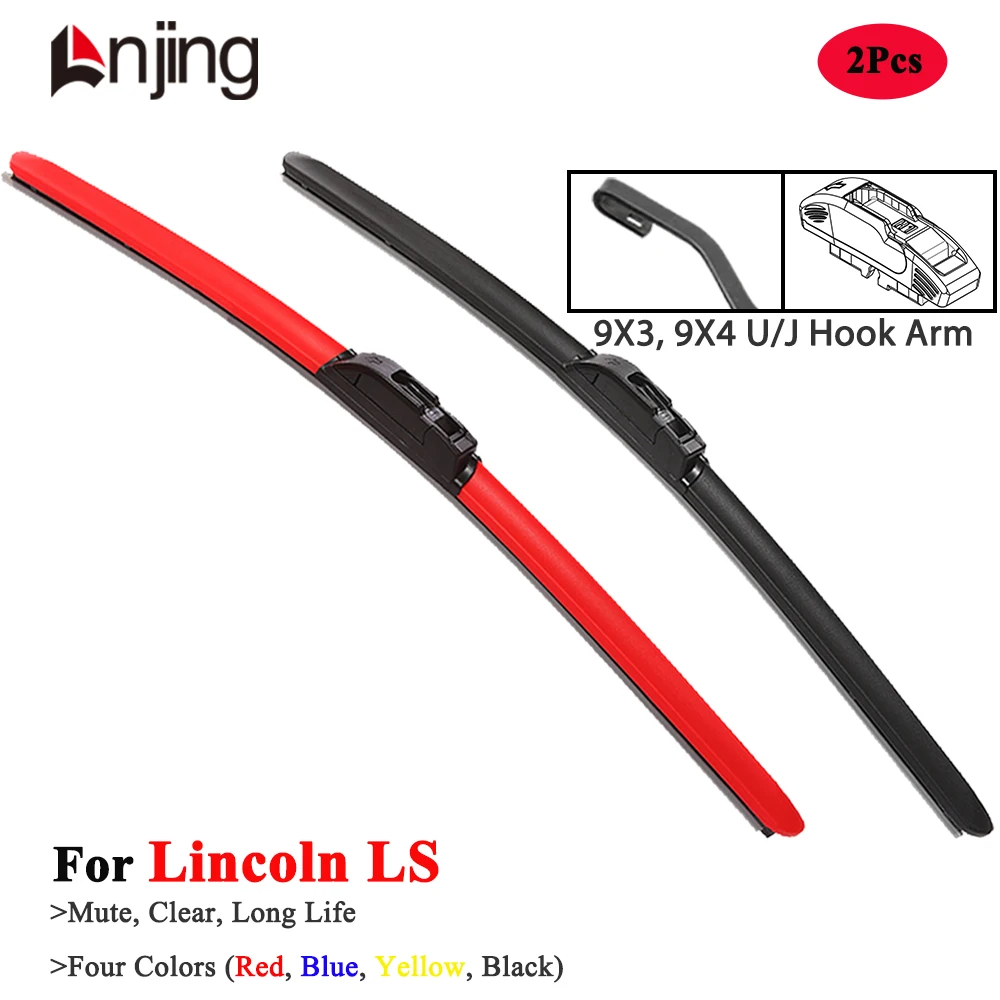 LNJING Colorful Wiper Blades For Lincoln LS V8 2000 2001 2002 2003 2004 2005 Car Accessories Red Blue Yellow Windshield Wipers