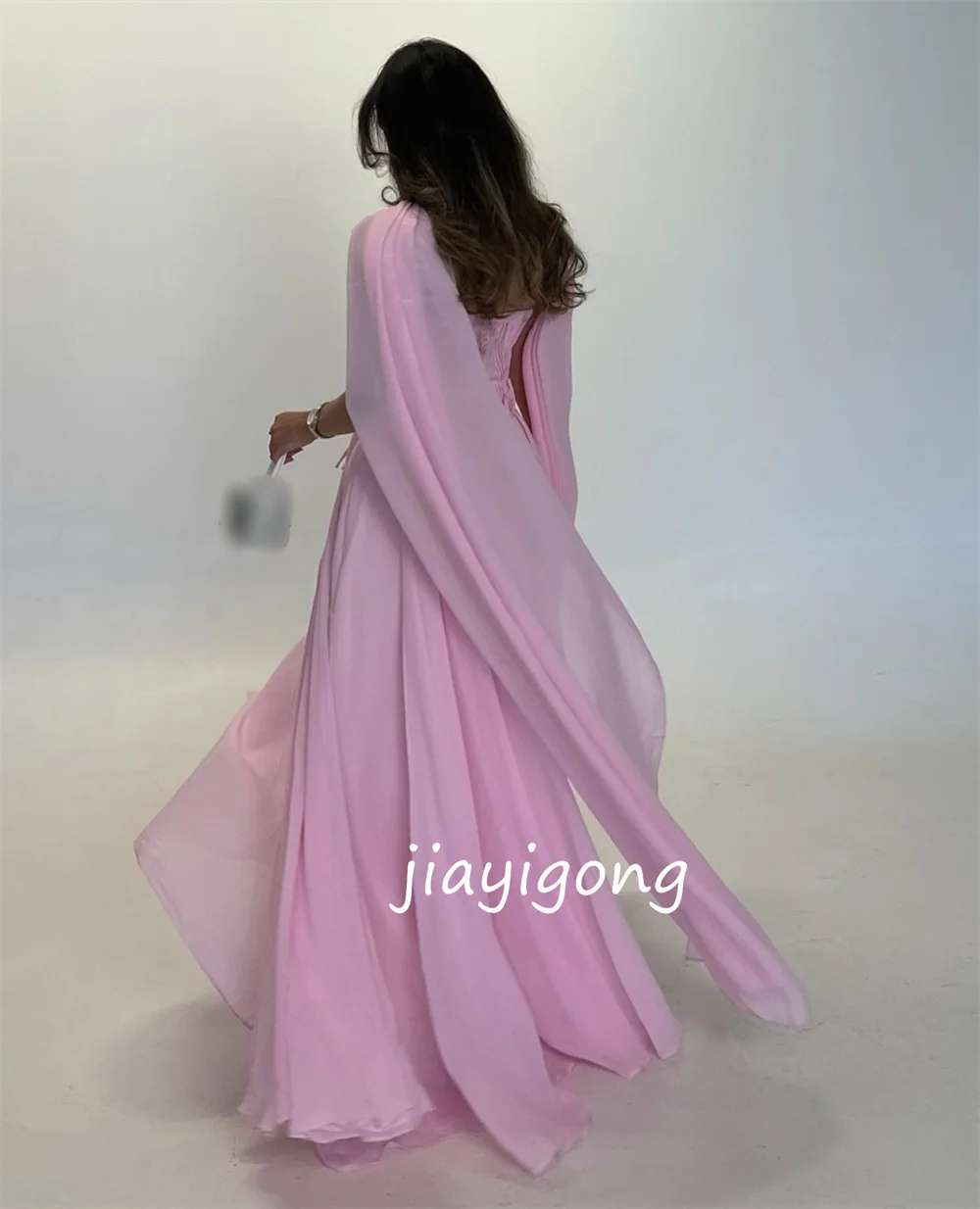 Vestidos largos sin tirantes de corte en A con lazo plisado de gasa de estilo chino personalizados para ocasiones a medida de noche de alta calidad