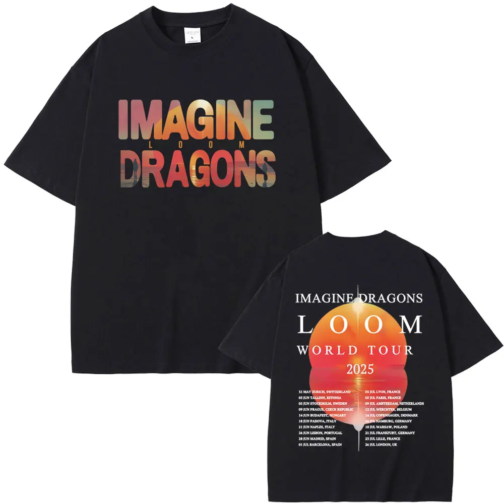 

Rock Band Imagine Dragons Loom World Tour 2025 T Shirts Men Women Gothic Vintage Oversized T-shirt Unisex Casual Cotton Tshirt