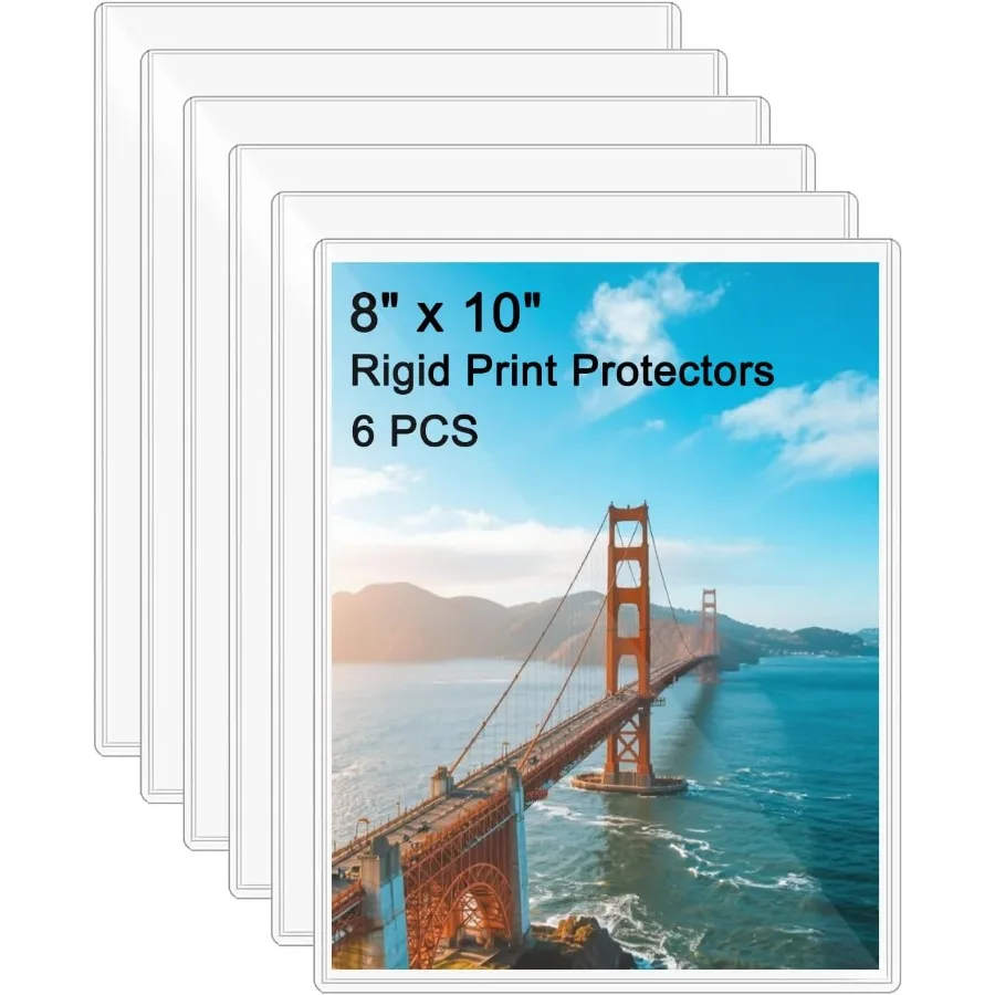 

6PCS 8 x 10 Clear Rigid Card Sleeves Waterproof Hard Plastic Protectors for Postcards Prints Photos Trading Sports Cards Top Lo