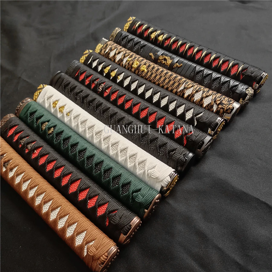 Exquisite Nice 15cm.20cm.26cm.30cm.35cm High Quality Handle Tsuka For Japanese Sword Katana Rayskin & High-grade Fuchi Kashira