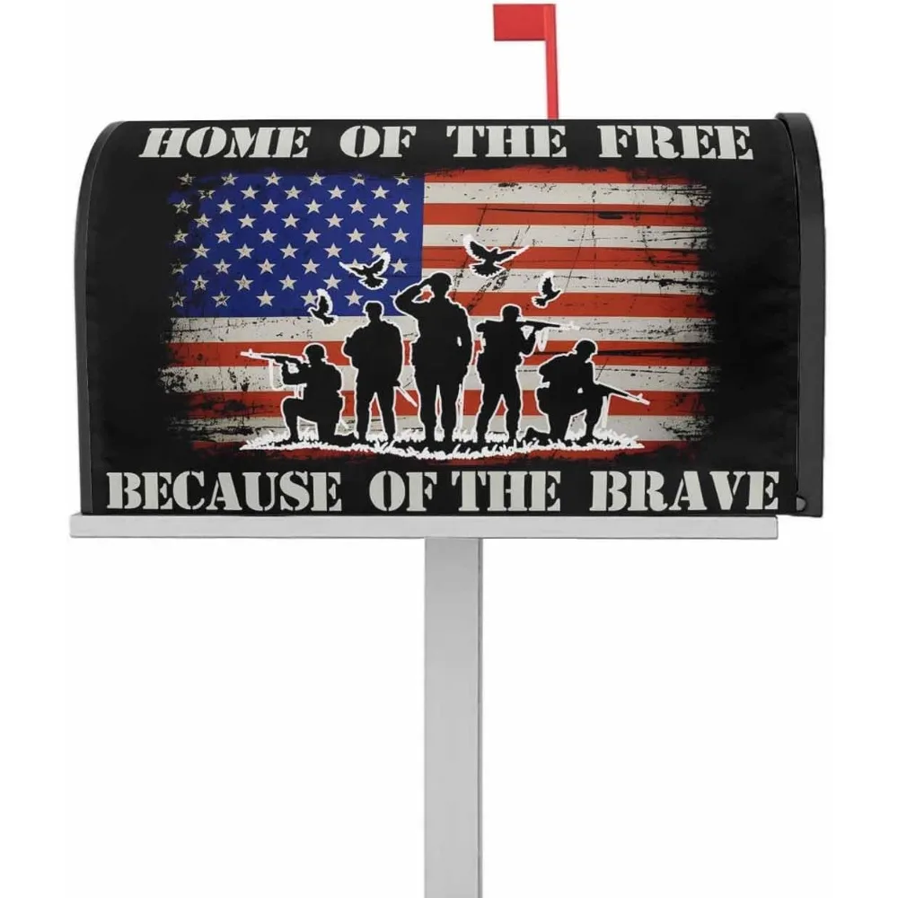 

Patriotic Memorial Day Mailbox Covers Magnetic Standard Size, American Stripes Stars Freedom Flag Post Box Cover Mail Wrap Outdo