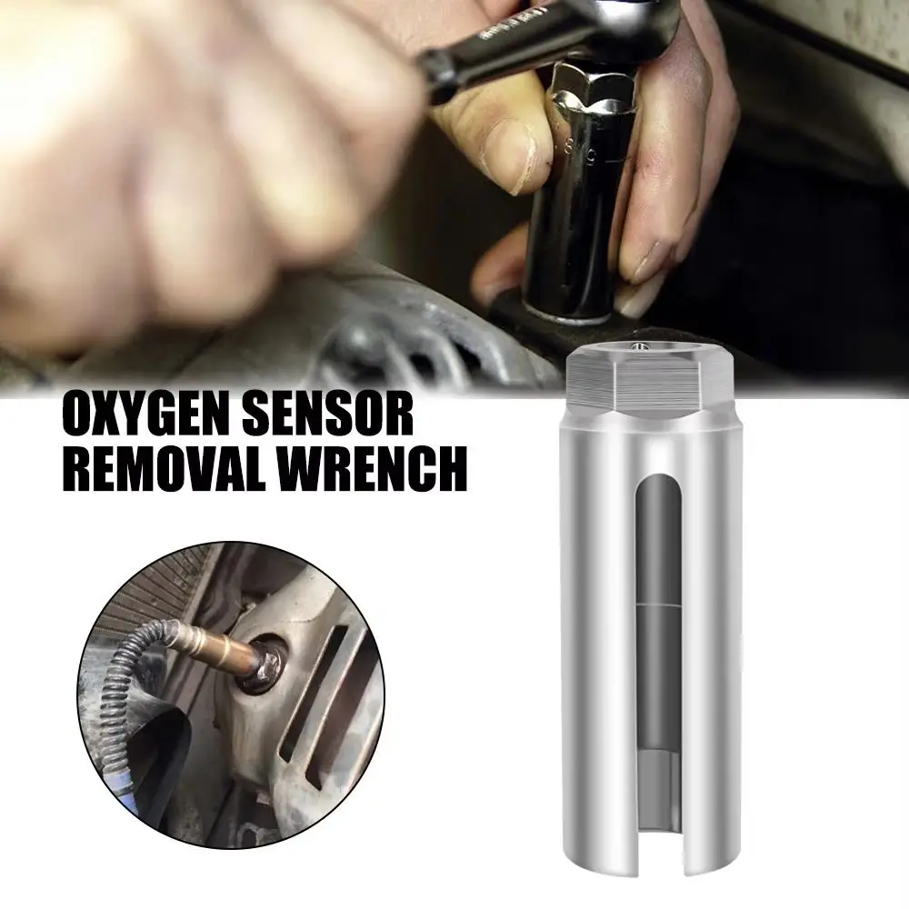 

Автомобильный ключ для датчика кислорода 22 мм 1/2 дюйма с отверстием, износостойкий торцевой ключ для привода, инструмент для снятия и установки, серебристый