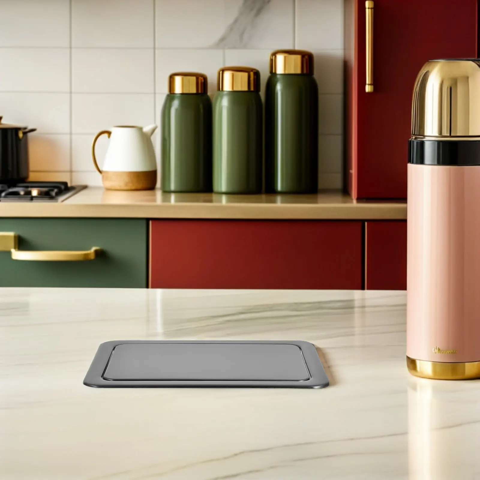 

Встраиваемая крышка для мусорного бака из нержавеющей стали, утопленная в столешницу, с откидной крышкой для кухни и ванной комнаты