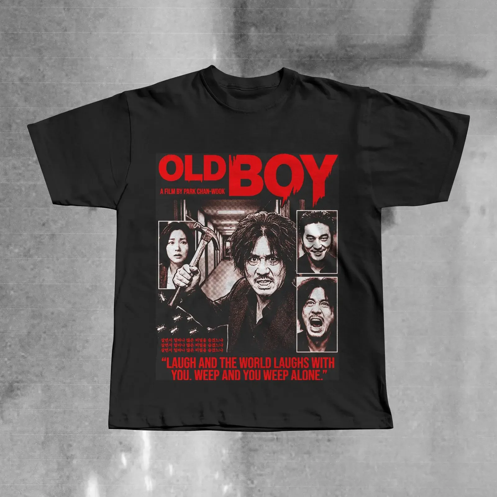 Oldboy Movie Poster T Shirt Park Chan Wook Cult Film vintage Washed graphic Unisex Versatile Soft Slightly