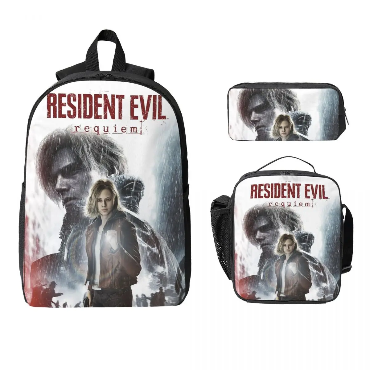 

3Pcs Residents Evils 9 Requiem Backpack Set for Children Pen Bags Bookbag Sets with Lunch Box For School Students Daypack