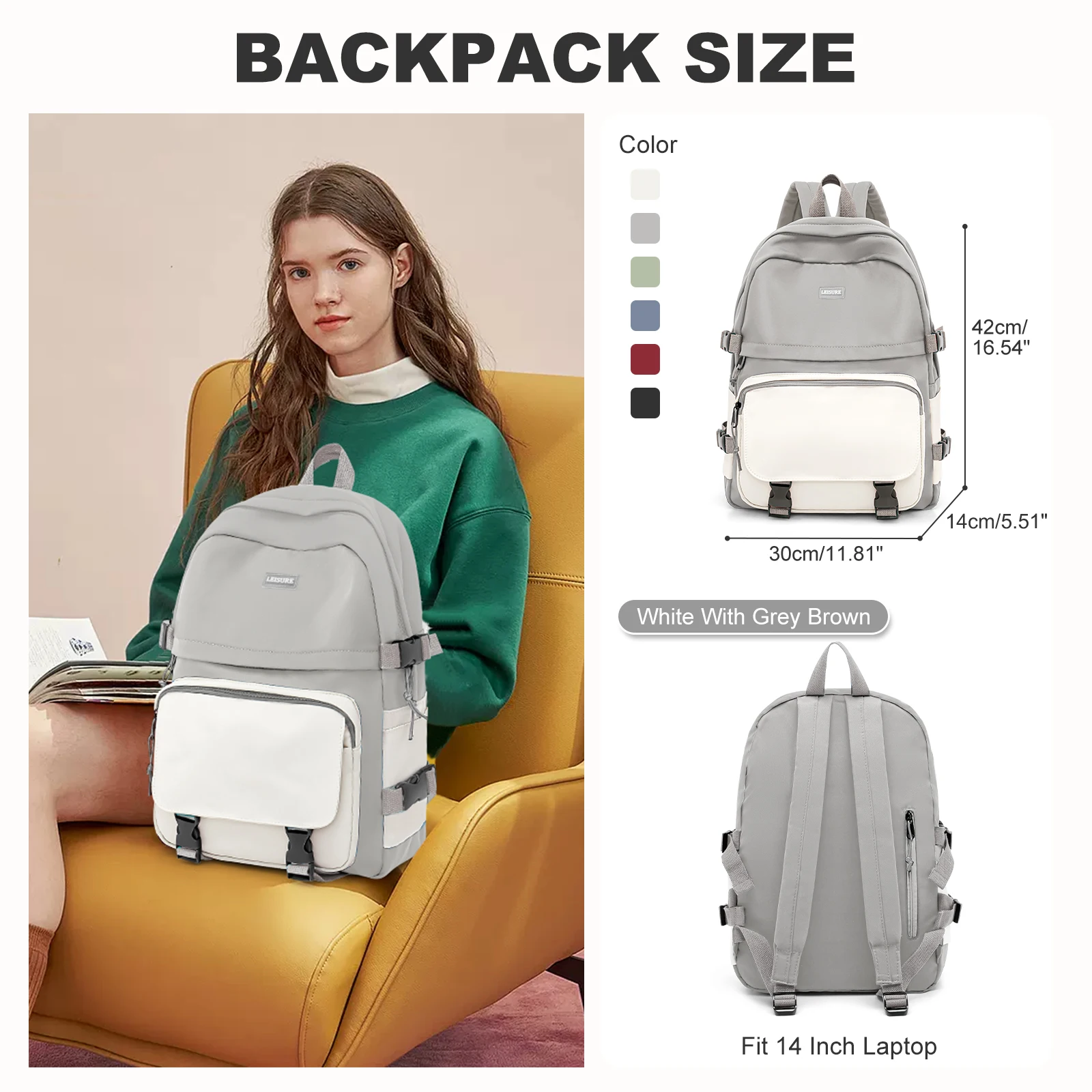 Campus Backpack Lightweight Woman's Backpack School Bags, Large Capacity School Backpack Teen College Backpack, Travel Daily Use