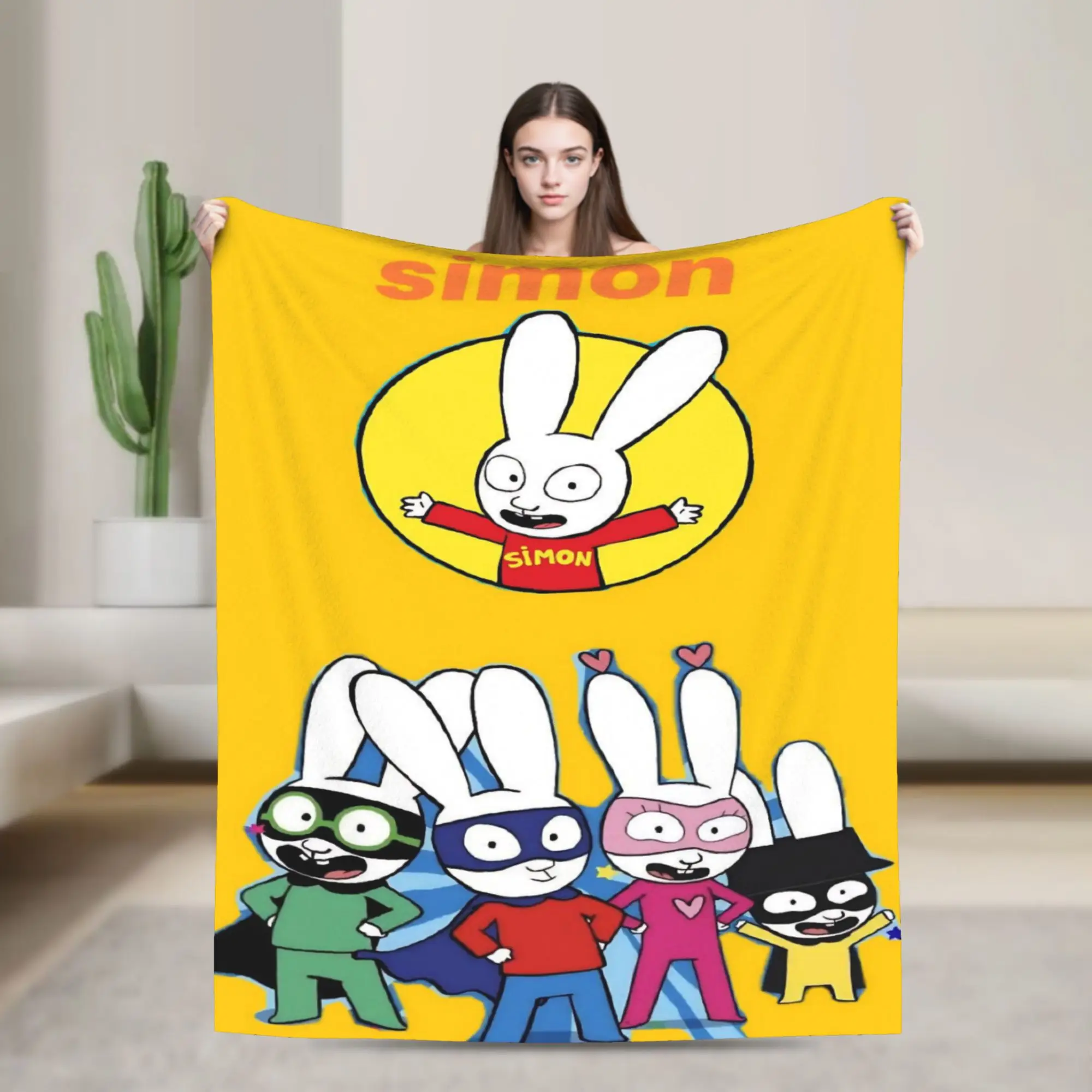 Simon Super Rabbit Blankets Ultra-Soft Flannel Comfort Gifts  Throw Blanket Bedspreads