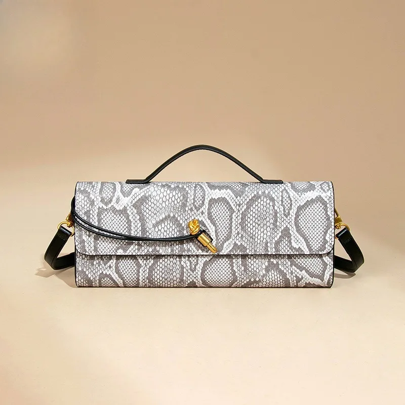 

1pcs Snake Print Evening Bag Lightweight PU Shoulder Crossbody Baguette Handbag for Fashion Party Daily Use