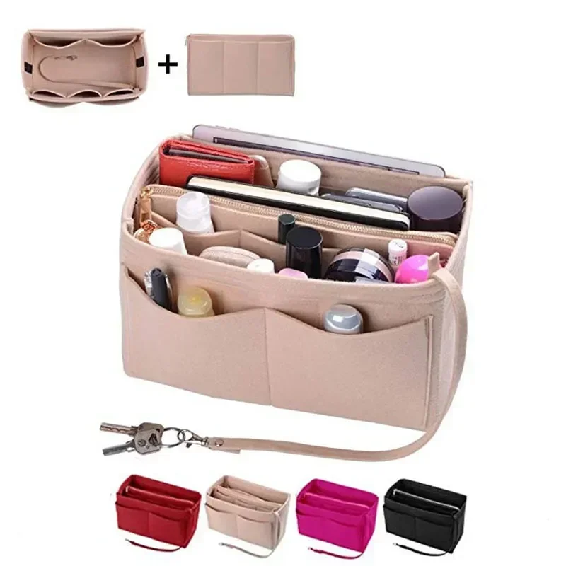 

Make Up Organizer Felt Insert Bag for Handbag Travel Inner Purse Portable Cosmetic Bags Fit Various Brand Bags Make Up Bag