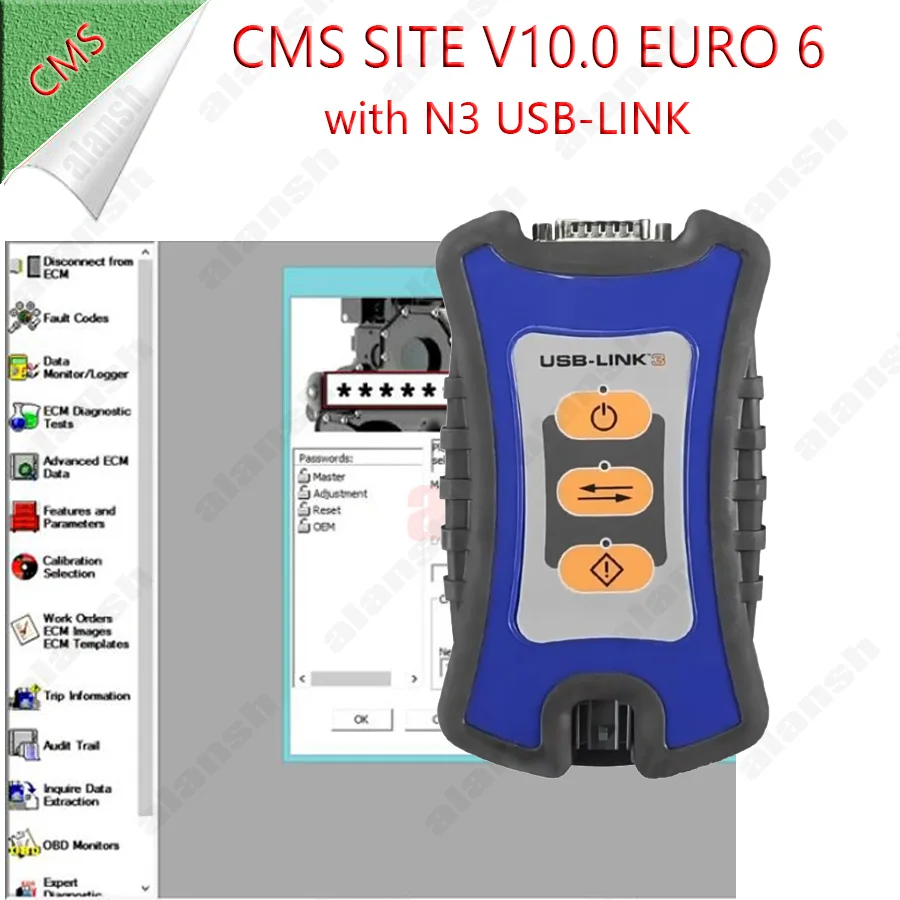 2026 USB LINK 3 for CMS Engine Truck Scanner Site v10.0  Heavy Duty Diagnostic Tool Nitro