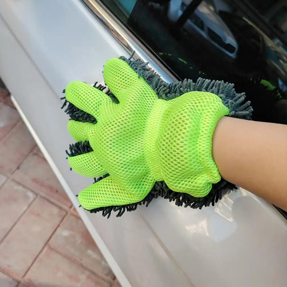 Professional Car Wash Mitt Chenille Microfiber Car Wash Glove Five Finger Reusable Mitt Vehicle Wash Glove for Cars Trucks