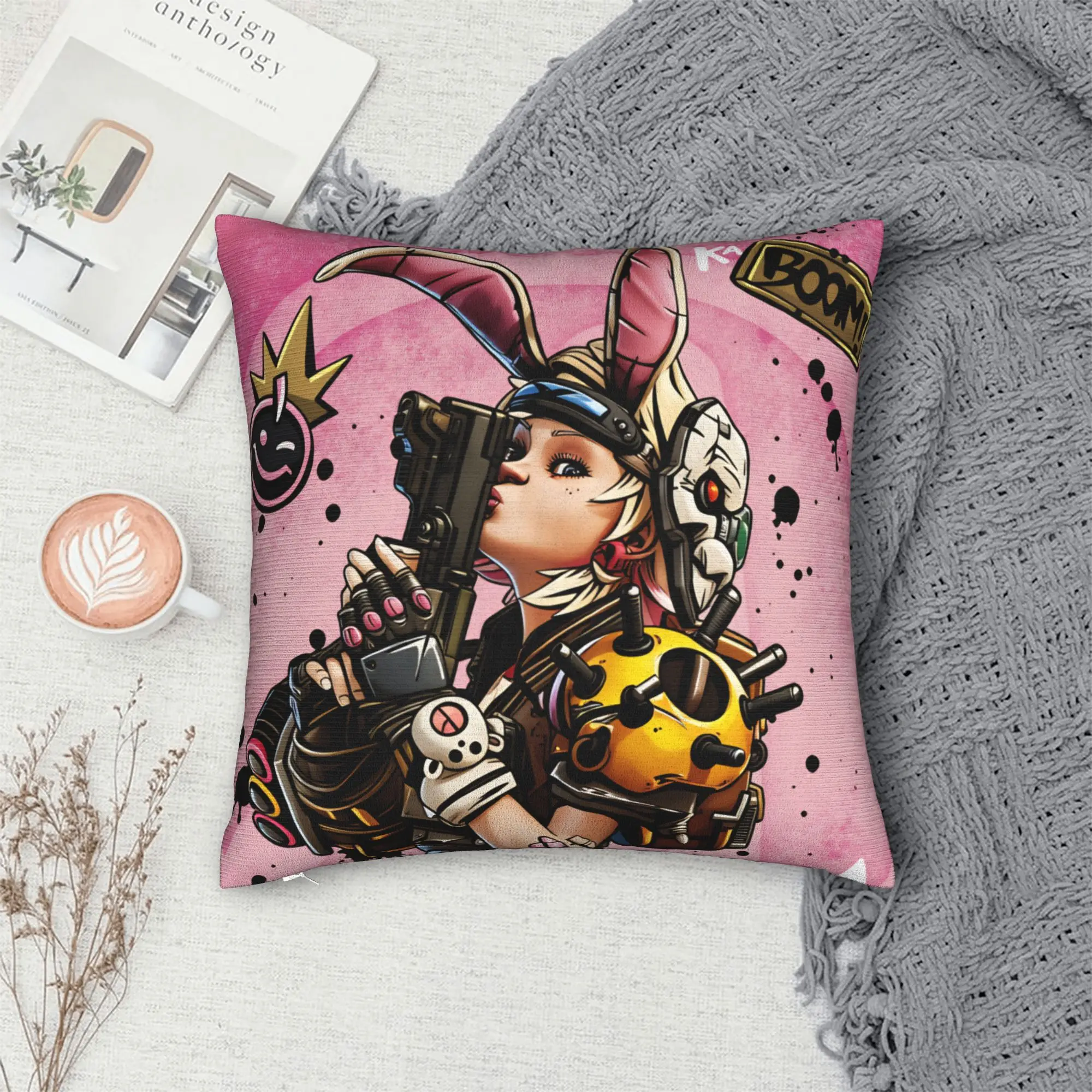 Borderlands 4 Pillow Case  Video Shooting Game Square Pillow Cover For Living Room Bed Chair Retro Trendy Pillowcases