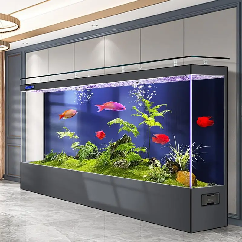 Ecological Fish Tank, Large Ultra-white Glass in The Living Room, No Water Change, Goldfish Tank Against The Wall Aquarium