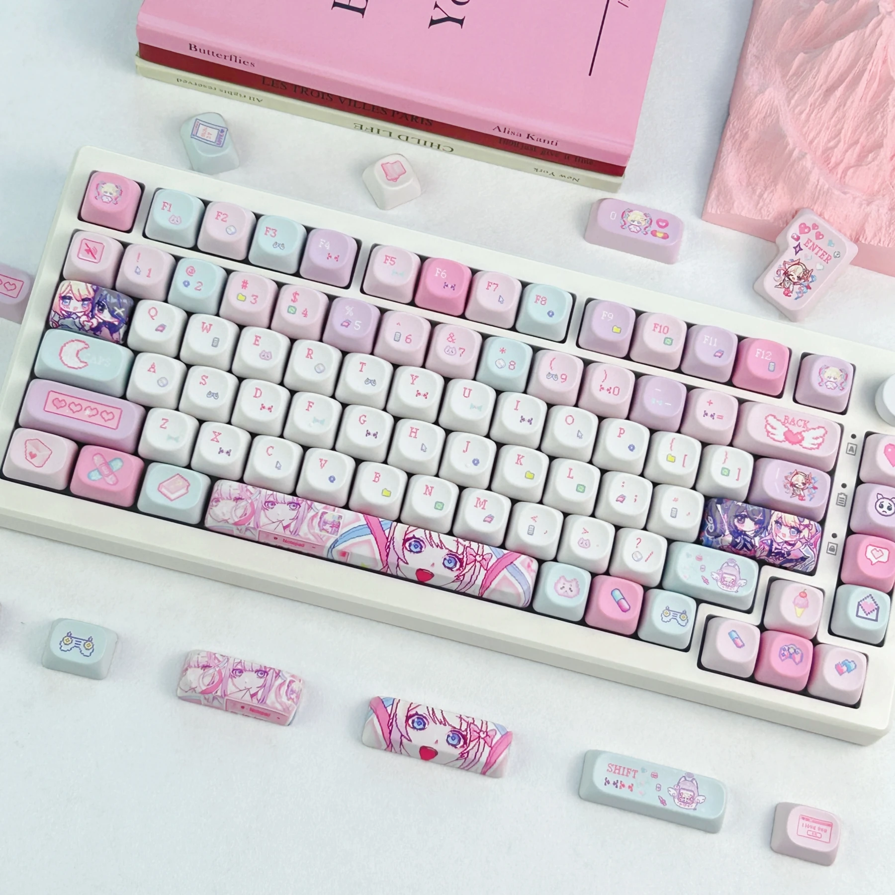 MAIMOOO Needy Girl Overdose Keycap Korean/Russian MOA Cherry Cute KAngel Pixel Style Anime Game Keyaps for Mechanical Keyboard - view 6