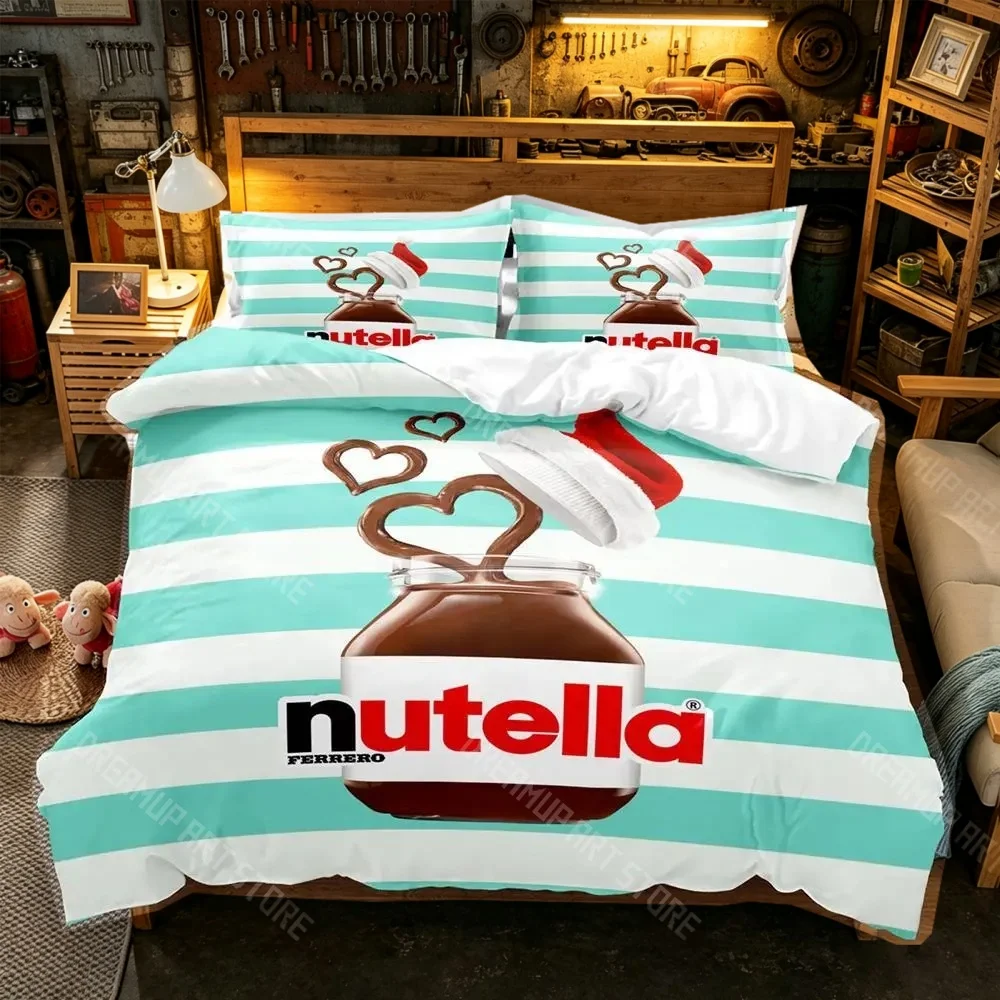 3D Printed N-Nutella Bedding Set for Boys Girls Duvet Cover And Pillowcase Included Twin Queen King Full Single Double Sizes