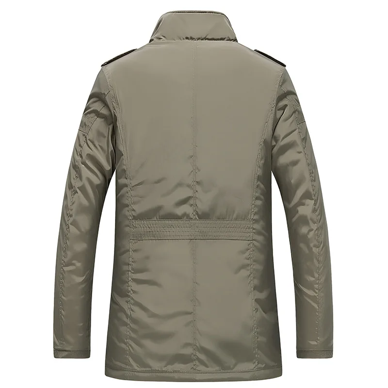 Chaqueta de algodón de marca de lujo para hombre, gabardina cálida de manga larga, abrigo ajustado informal, abrigos de Color sólido, chaqueta