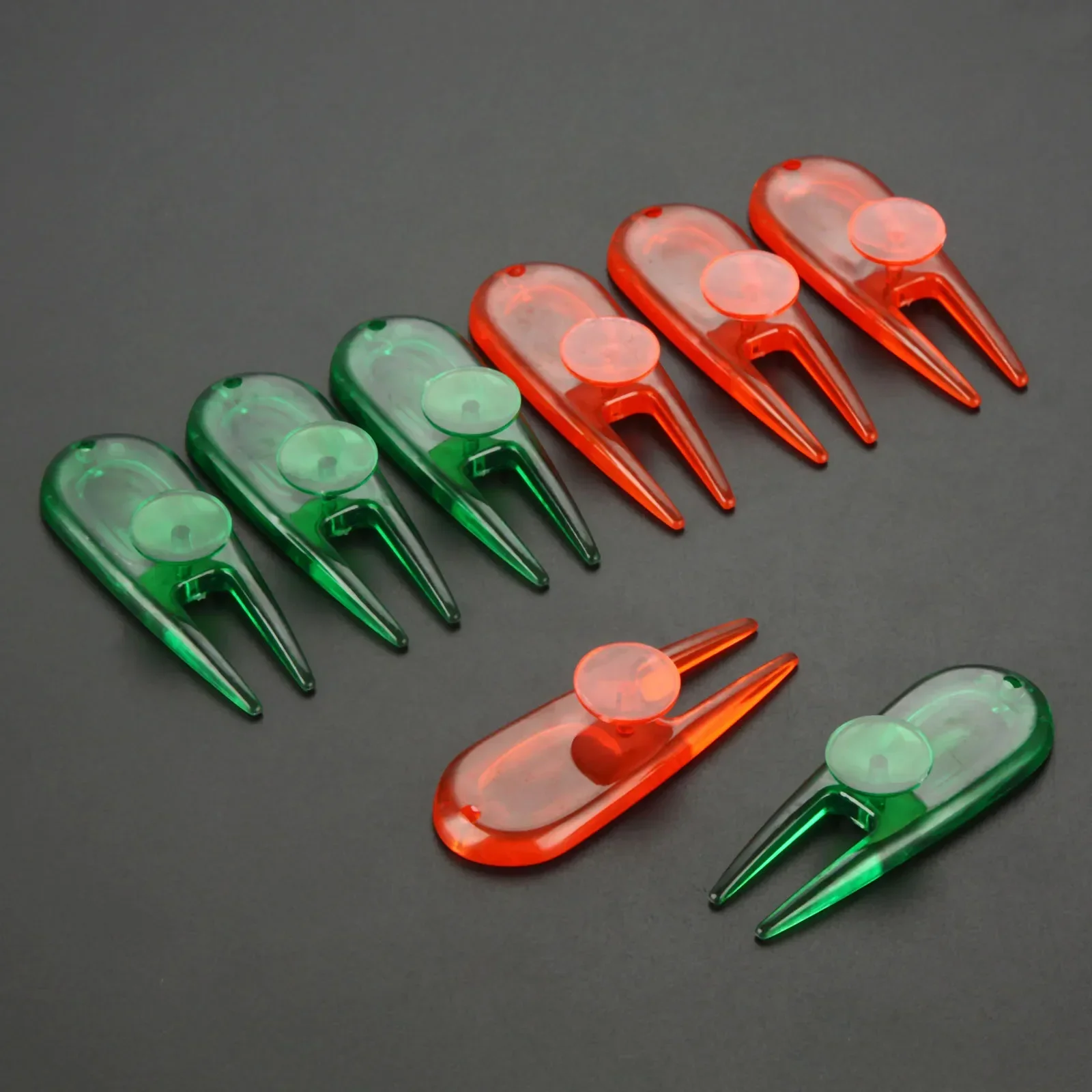 8Pcs Plastic Golf Repair Divot Tool With Golf Pitch Marker Ball Position Putting Green Fork Pitchfork Golfer Gift Assorted Color