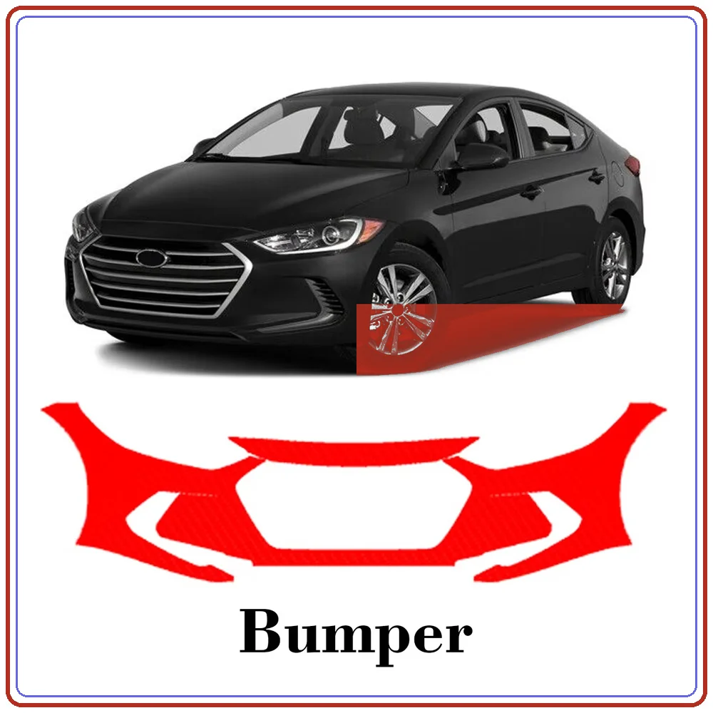 For Hyundai Elantra 17-2018 Precut TPU Paint Protection Film PPF Front Bumper Kit Clear Bra Stone Guard EU UK
