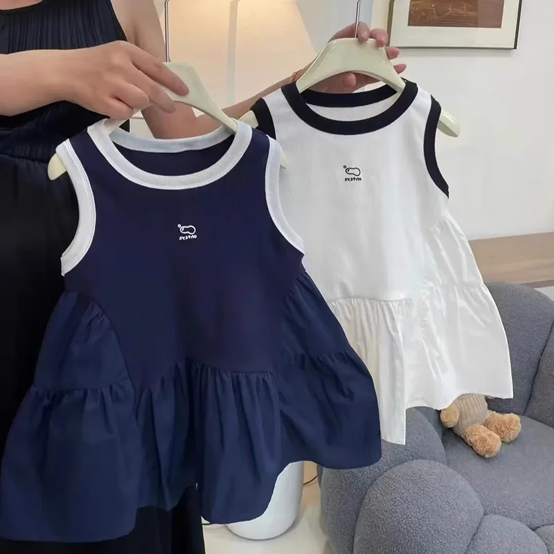 Summer Baby Girls Princess Dress Casual Fashion Little Girls Sleeveless Pleated Dresses Kids Clothing for Children Outfits 2-10Y