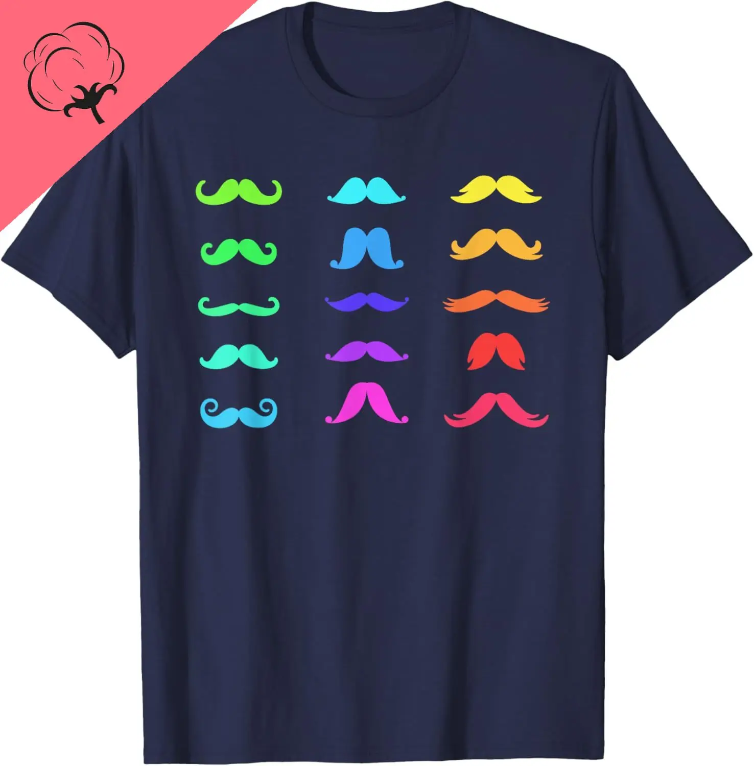 Colorful Mustaches Rainbow Fun Graphic Design T-Shirt Y2k Couple Kawayi Individuality  Cotton Tee Ropa Hombre