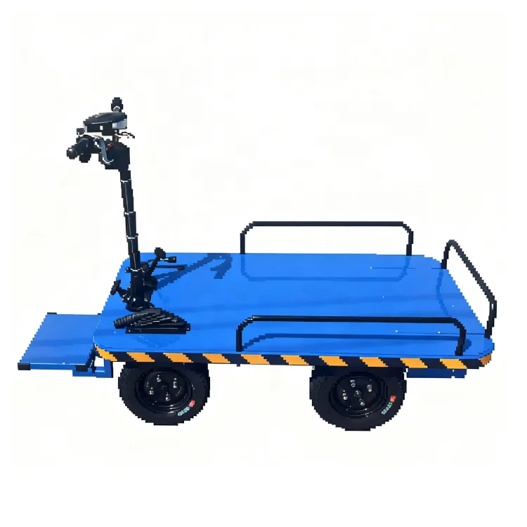 4-Wheel Electric Flat Car for Factory Use | Heavy-Duty Cargo Transport Cart  | Customizable Platform Size