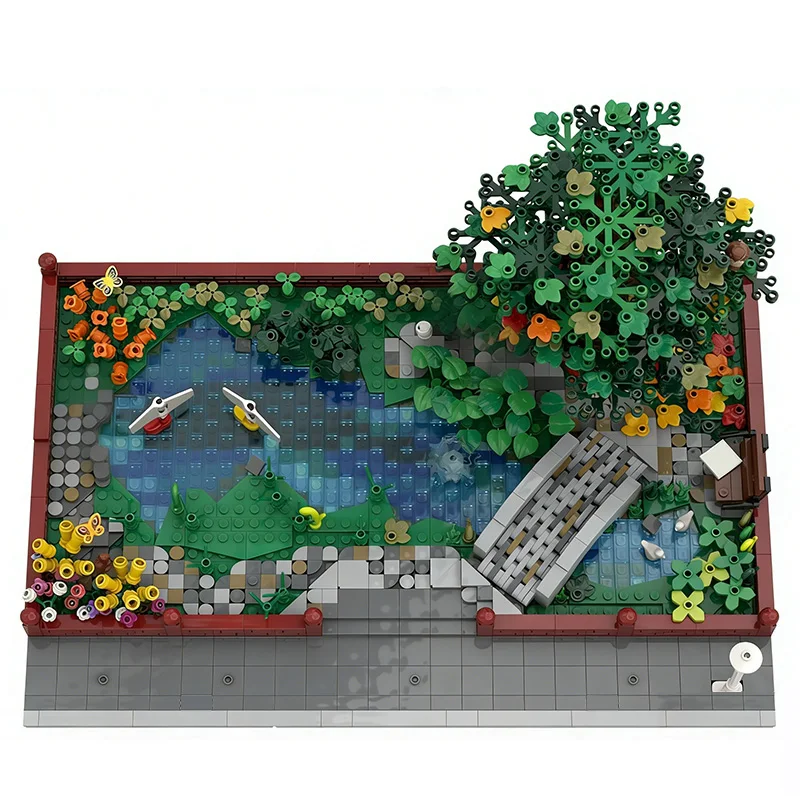 1859 PCS Modular Building City Green - Central Park & Pond MOC Customize Modular Building Block Model DIY Boys Festival Toy Gift
