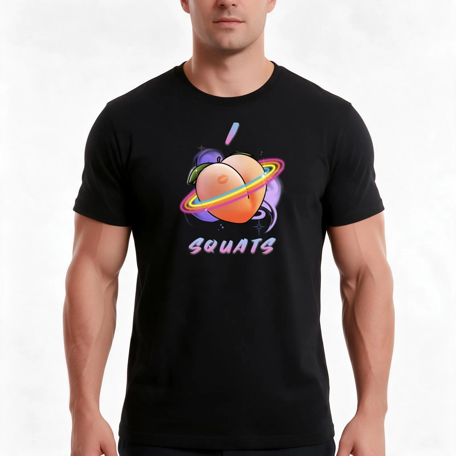 I Love Squats!!! T-Shirt, Summer Casual Cotton Tee, Oversized Streetwear Tops, Vintage Graphic Print, Loose Fit Short Sleeve