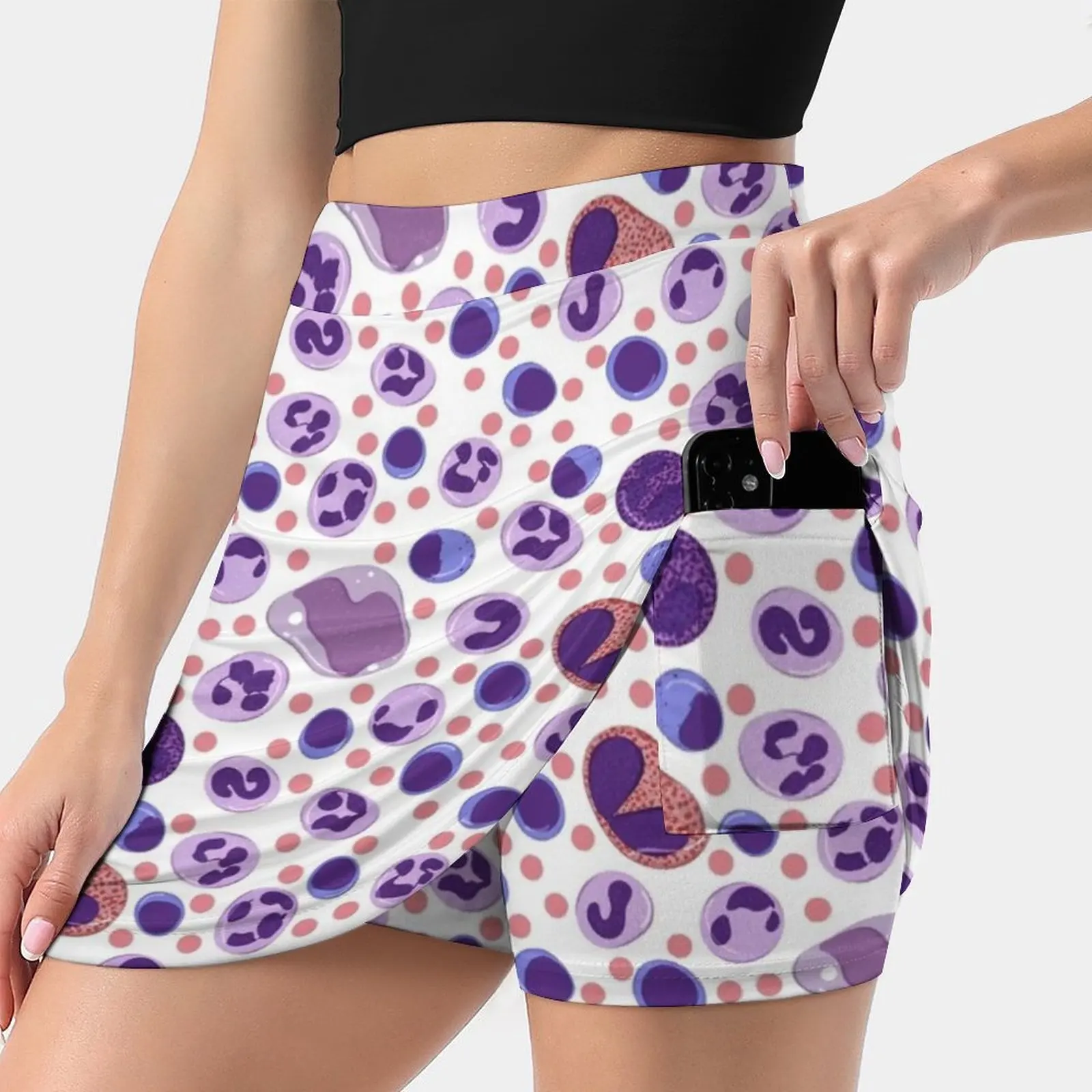 Large White Blood Cell Pattern Women's skirt With Pocket Vintage Skirt Printing A Line Skirts Summer Clothes Laboratory Lab