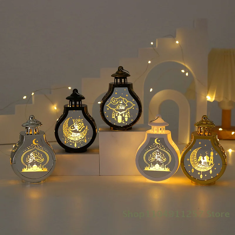 

1 Pc Ramadan Kareem LED Lantern Light Eid Mubarak Ornaments Decoration For Home Islamic Muslim Party Supplies