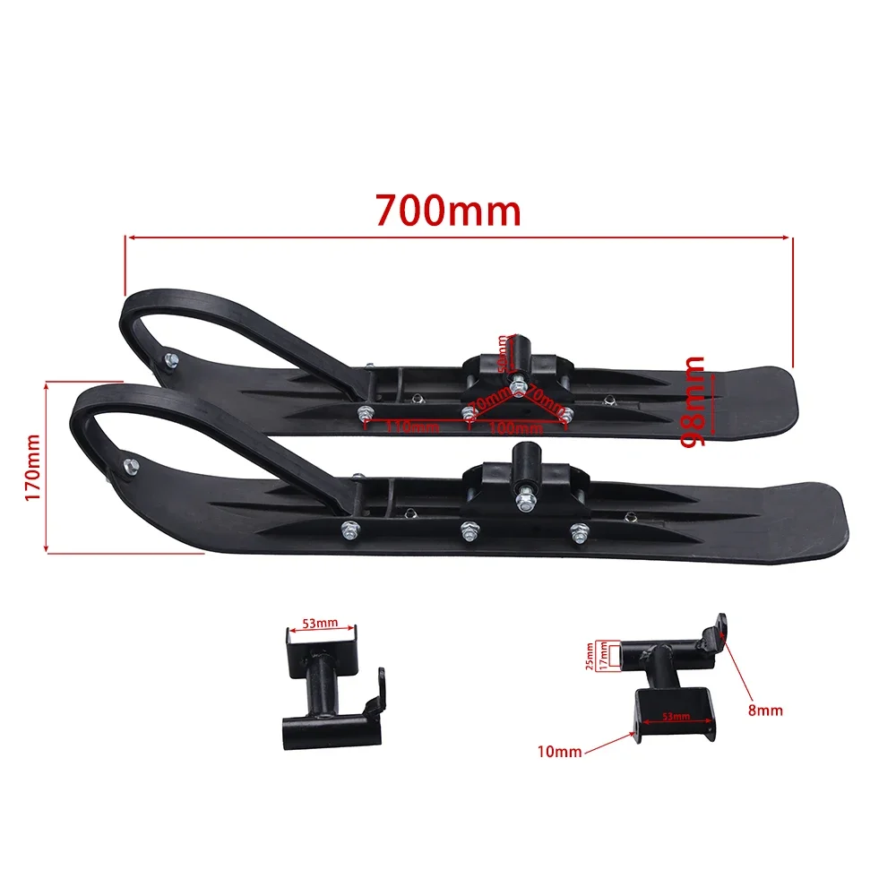 

Vintage Black Plastic Snow Ski Plates for Motorcycle ATV Kids Kart 50cc 250cc Front Wheel Tire Replacement Winter Accessories