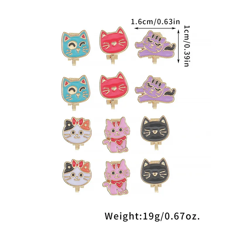 Cartoon Ear Clip Without Ear Hole Korean Edition Short Style Cat Ear Hanger Alloy Dinosaur Kids Clip Earrings Children Accessory