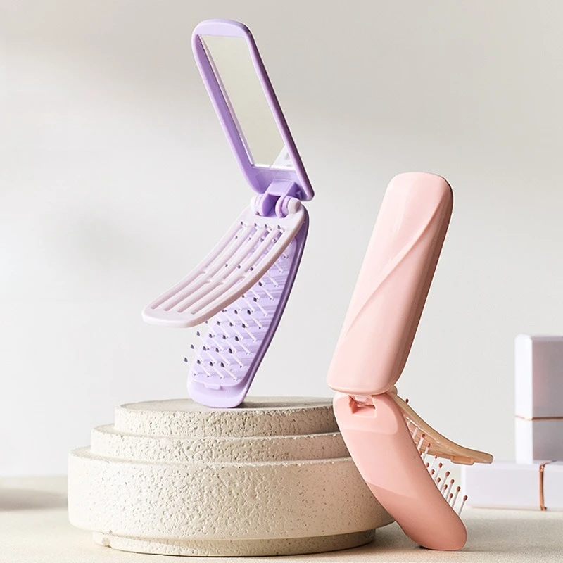 1 قطعة مرآة مشط قابلة للطي 2 في 1 جديد حمل صغير التنظيف الذاتي للطي مشط المنزل منتجات التجميل والصحة ماكياج