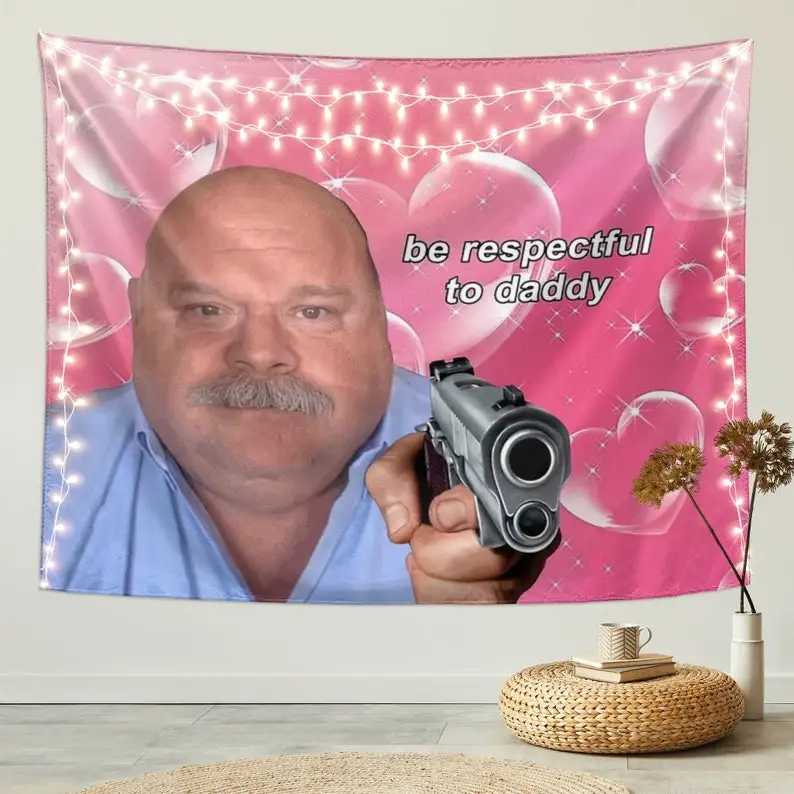 Daddy Winkle Bertram Tapestry, Funny Meme Tapestry Wall Hanging Be Respectful to Daddy Posters Dorm Backdrop Party  Bedroom