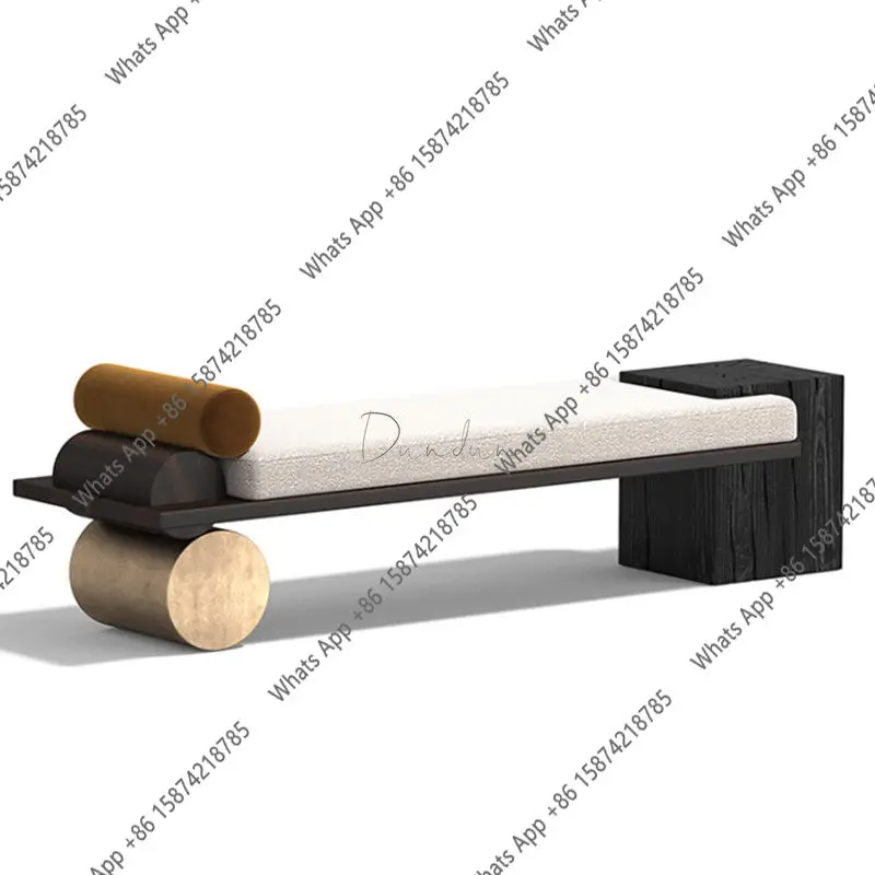 

solid wood foyer shoe changing stool, bedroom bed tail stool, living room sofa, designer model room, shopping mall rest stool