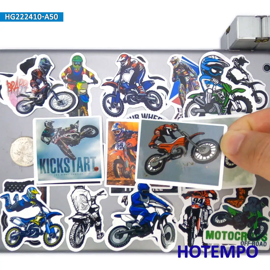 50 peças, Motocross de montanha, Esportes de motocicleta, bicicleta de sujeira, Adesivos à prova d\'água, para skate Telefone celular Laptop Carro