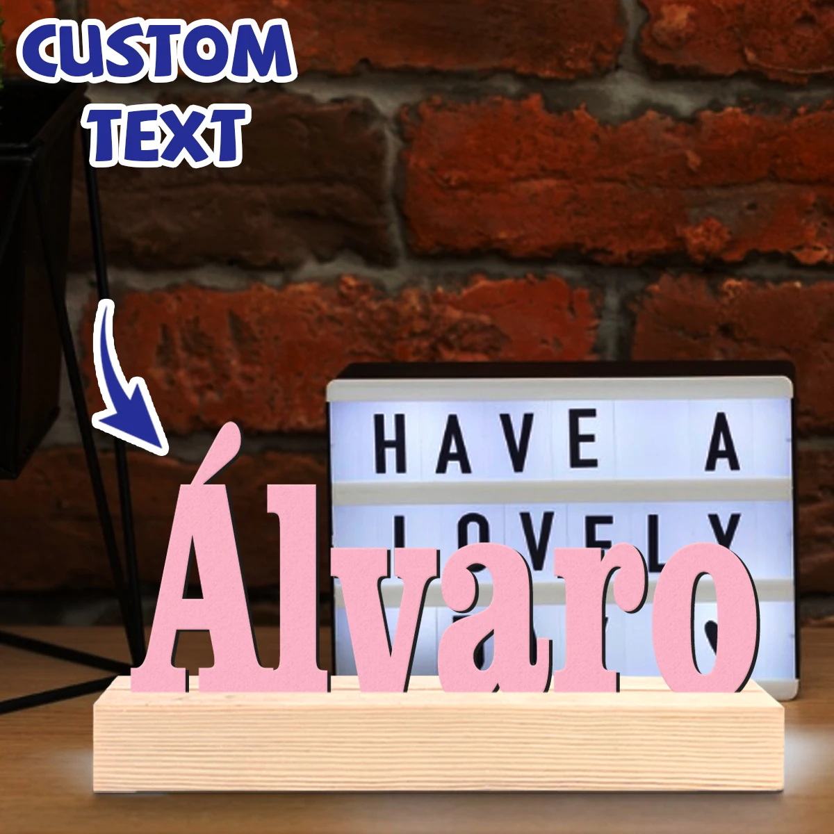 1pc Custom Wooden Name Sign Personalized Freestanding Letter Sign for Tabletop Decor