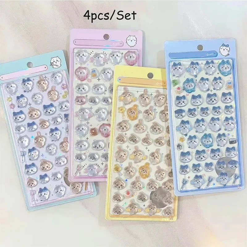 Schattige Cartoon Chiikawa 3D reliëf stickers Kawaii Seal Puff DIY decal sticker voor scrapbook laptop telefoonhoesje kristallen stickers