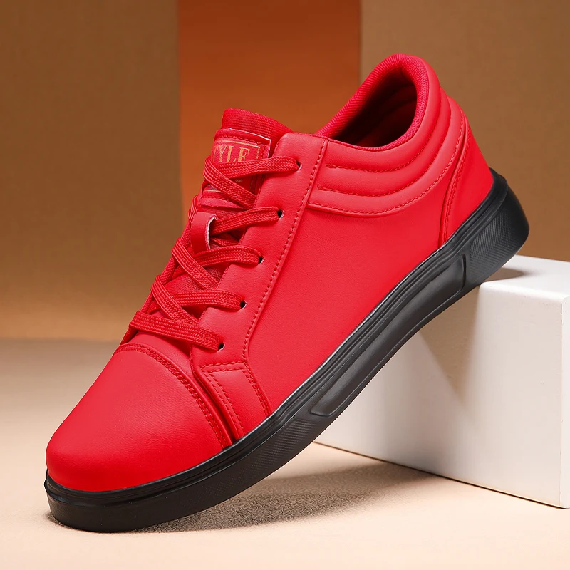 

Лидер продаж, красные туфли для скейтбординга для мужчин и женщин, модные кожаные кроссовки, повседневная обувь для скейтбординга, легкие мужские кроссовки с низким берцем