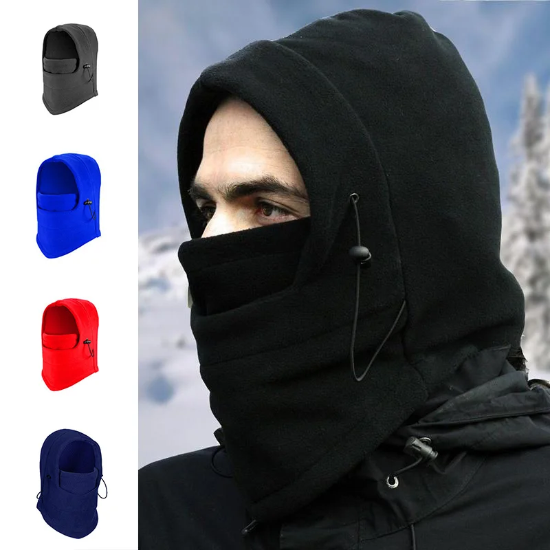 Winter Fleece Hood Hats Outdoor Riding 2 In 1 Neck Warmer Hood Caps Coldproof Ski Mask Warm Bonnet