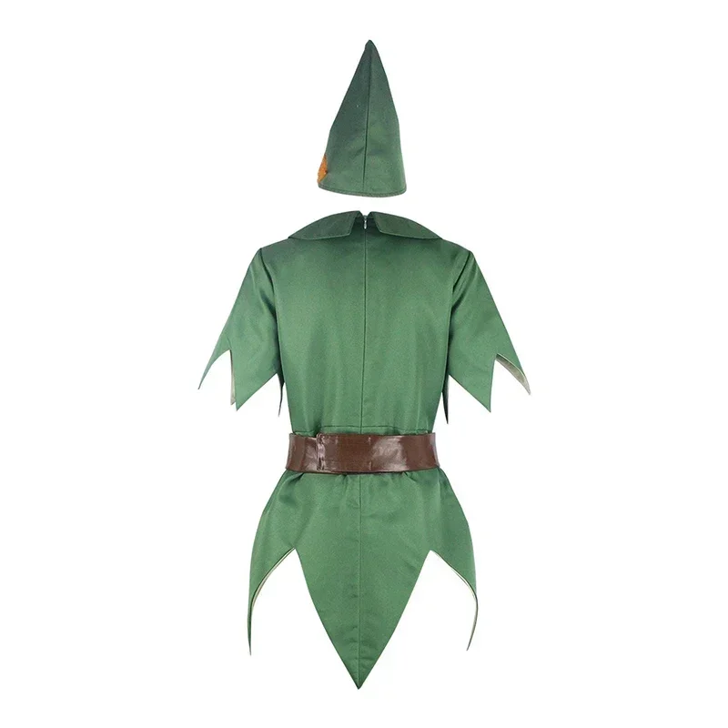 بيتر بان لعب الأدوار زي فيلم بيتر بان جرين قزم القماش مجموعة قبعة موحدة هالوين كرنفال فستان الملابس