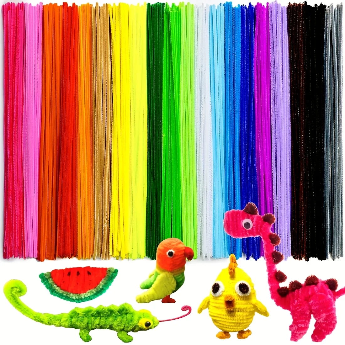 [200/500/1000pcs Pipe Cleaner Carft Kit] Pipe Cleaners With Tutorial Video,Mixing Colors Randomly, Sufficient for Beginners