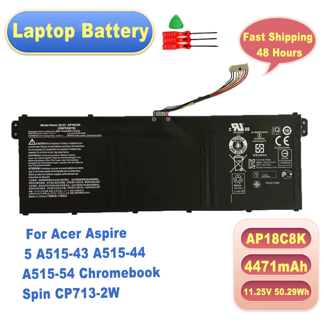 FKYGC AP18C8K 11.25V 50.29Wh 4471mAh Laptop Battery for Acer Aspire 5 A515-43 A515-44 A515-54 Chromebook Spin CP713-2W