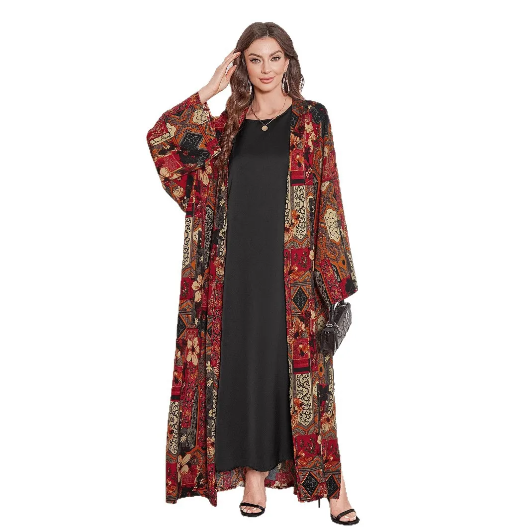 

Abaya's 2026 new shawl with fallen shoulder sleeves and printed long robe for comfortable and breathable daily wear