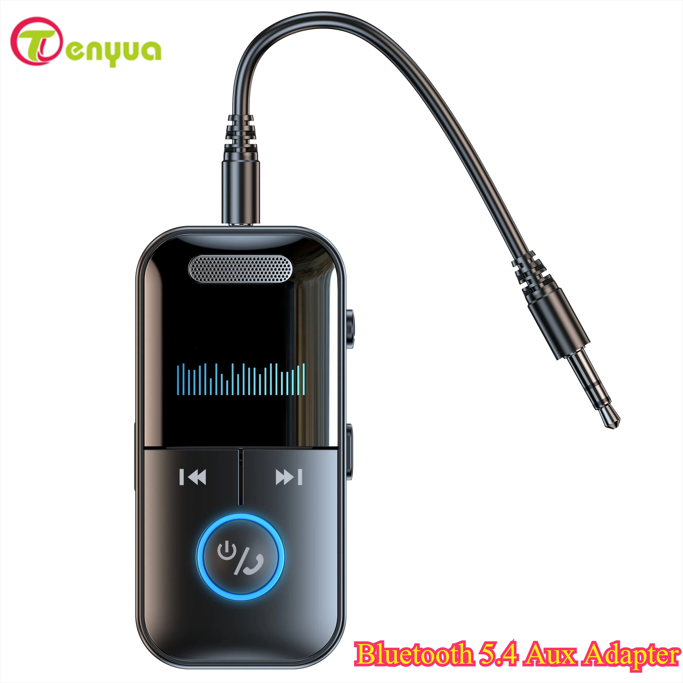 블루투스 5.4 Aux 어댑터 오디오 수신기 송신기 자동차/홈 스테레오/유선 헤드폰/스피커/TV 용 3.5mm 잭 LED 디스플레이