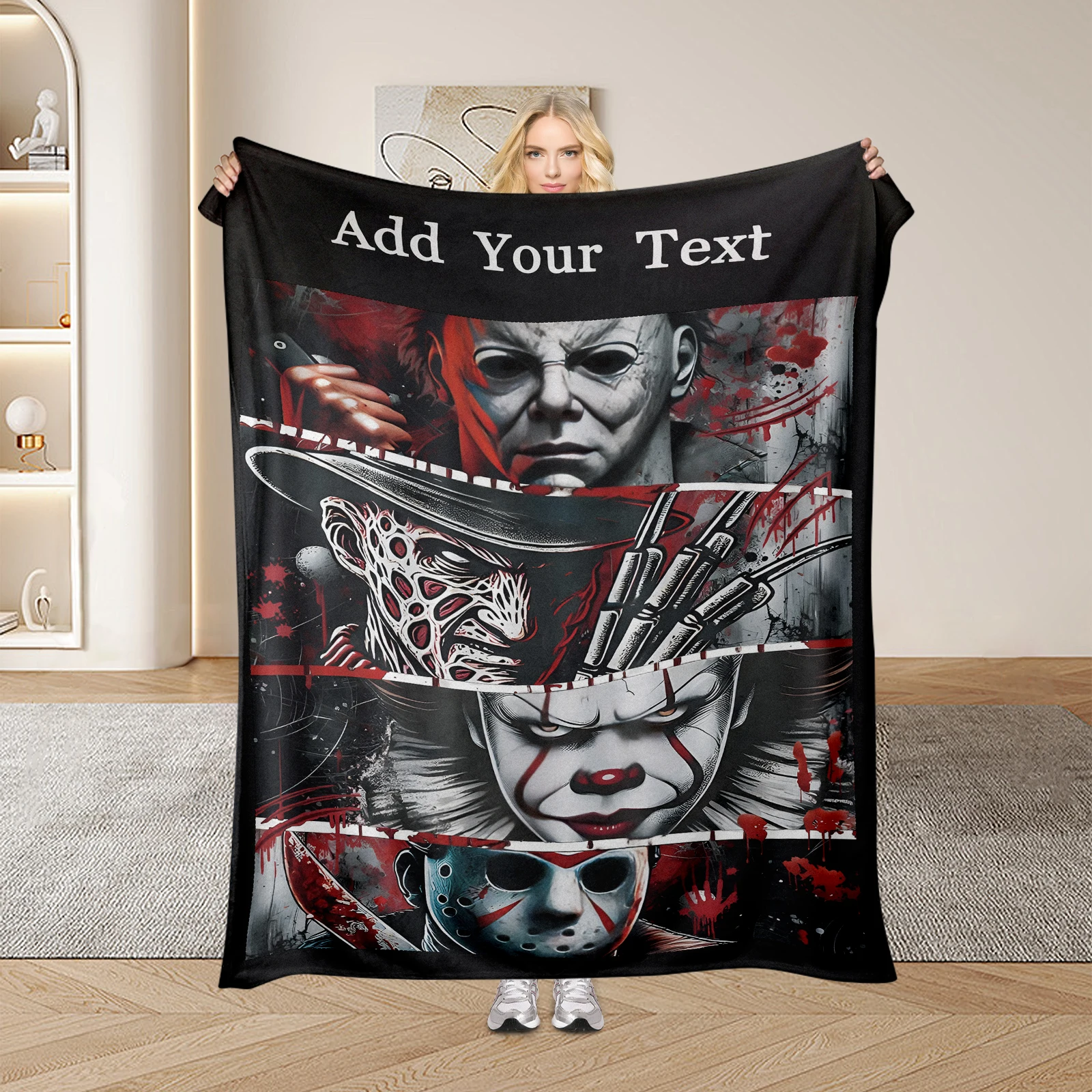 Horror Diablo Custom Fleece Blanket Diablo Style Clown Masked Man For Horror Themed Party Decorations Diablo Favorites