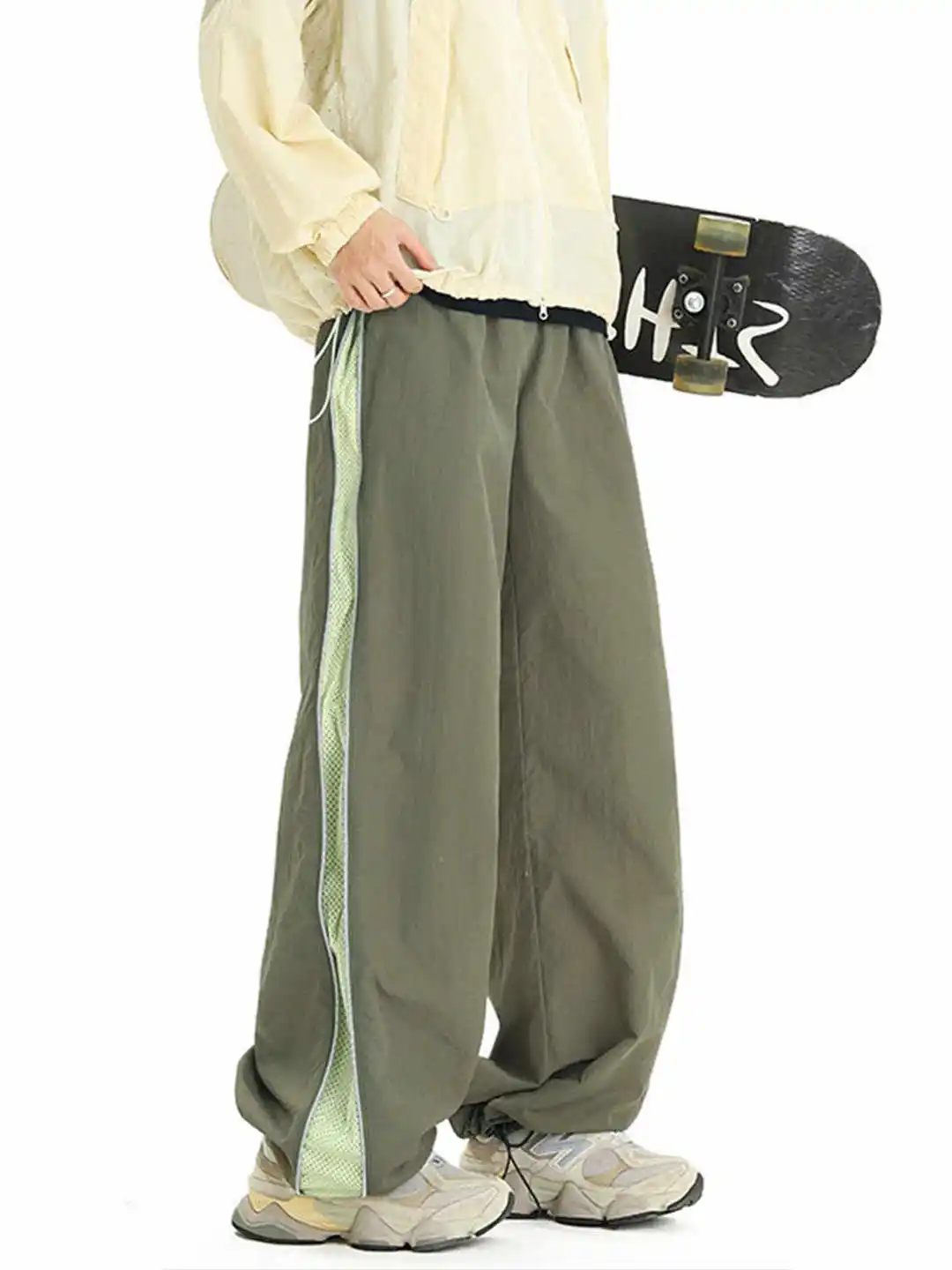 Mulheres verde y2k baggy pára-quedas calças harajuku retalhos calças de carga japonês 2000s estilo 90s vintage calças oversize roupas