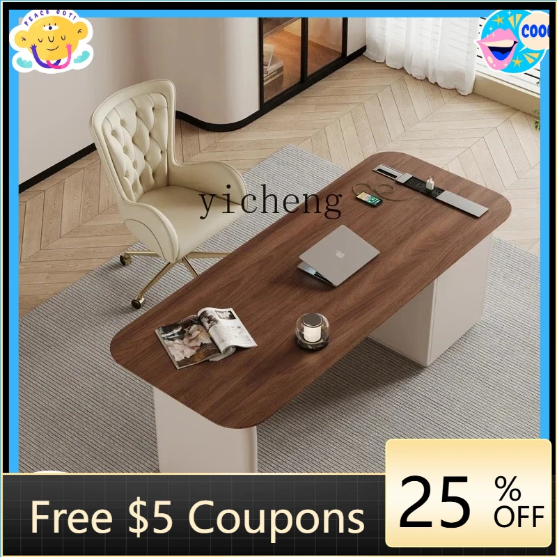 

AB кремовый стол из черной ореховой кожи, ретро учебный стол из массива дерева для дома