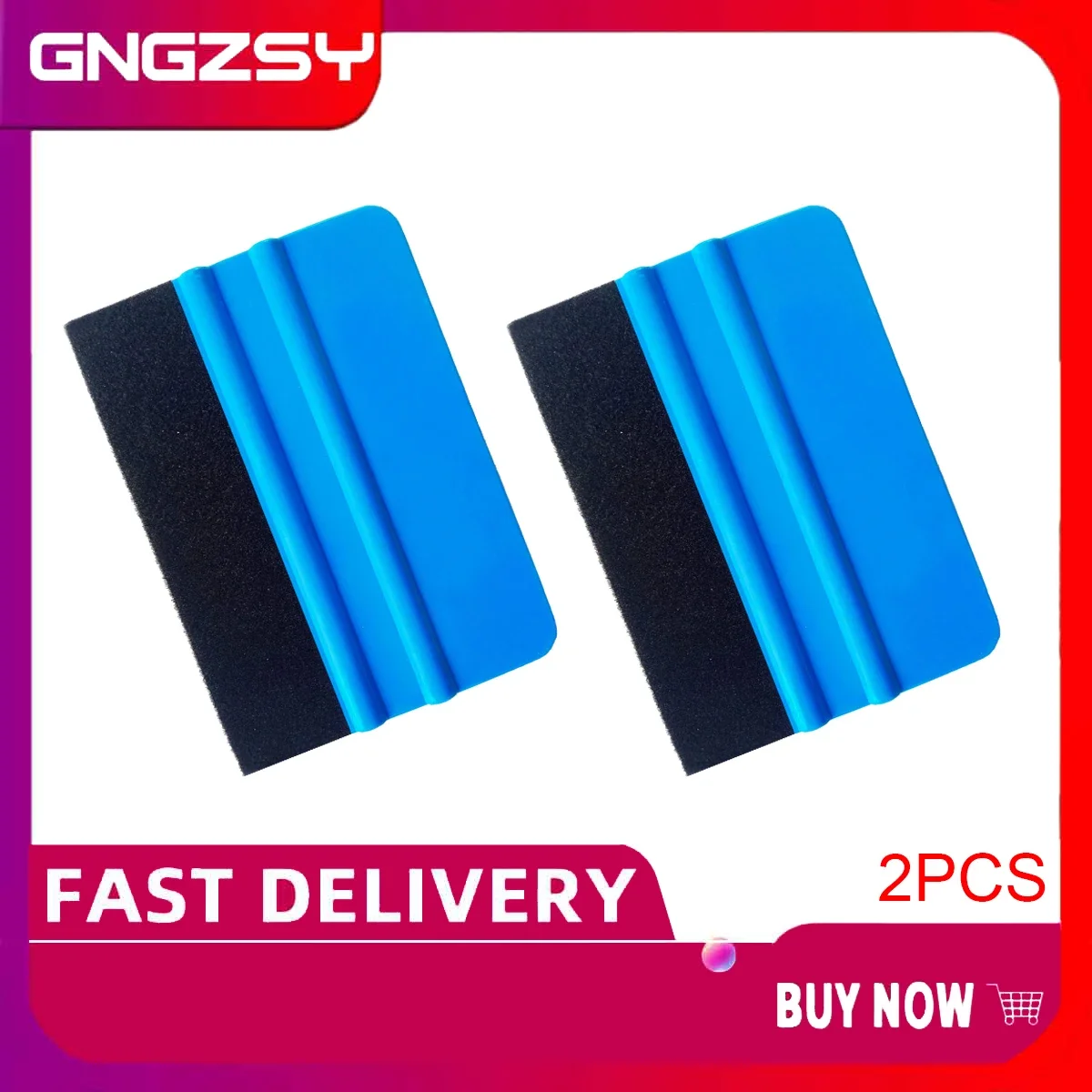 2PCS Auto Styling Vinyl Carbon Fiber Window Ice Remover Cleaning Wash Car Scraper With Felt Squeegee Tool Film Wrapping A02